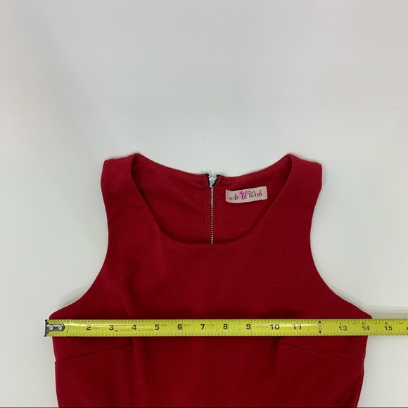 As U Wish Red & Black Exposed Zipper Back Belted Dress With Pockets Size Small - Picture 13 of 15
